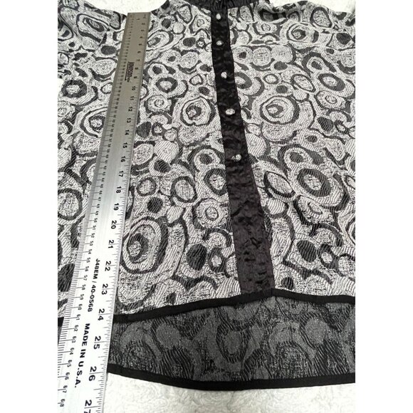 Harubella Hand Made Textured Crinkle Jacket Women Medium Button Front Gray Black - Picture 11 of 11